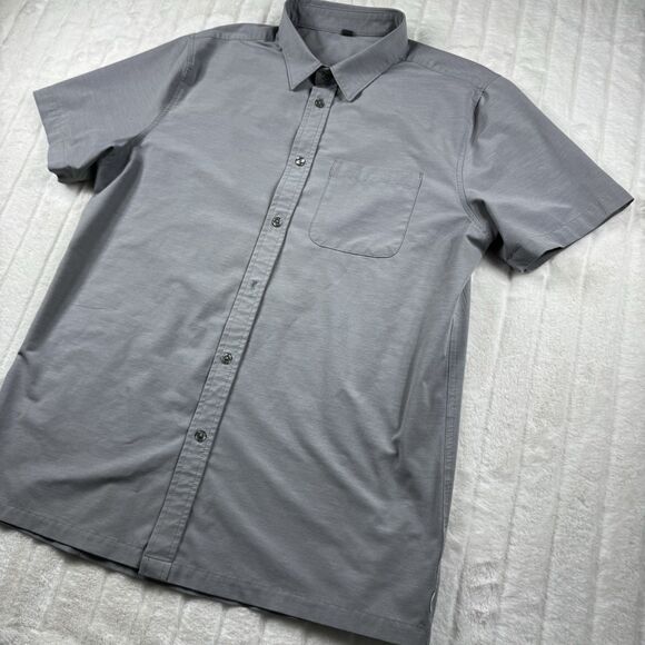 Vuori Shirt SS Bridge Button Down Men's L Light Gray Stretch Performance Comfort - Picture 9 of 11